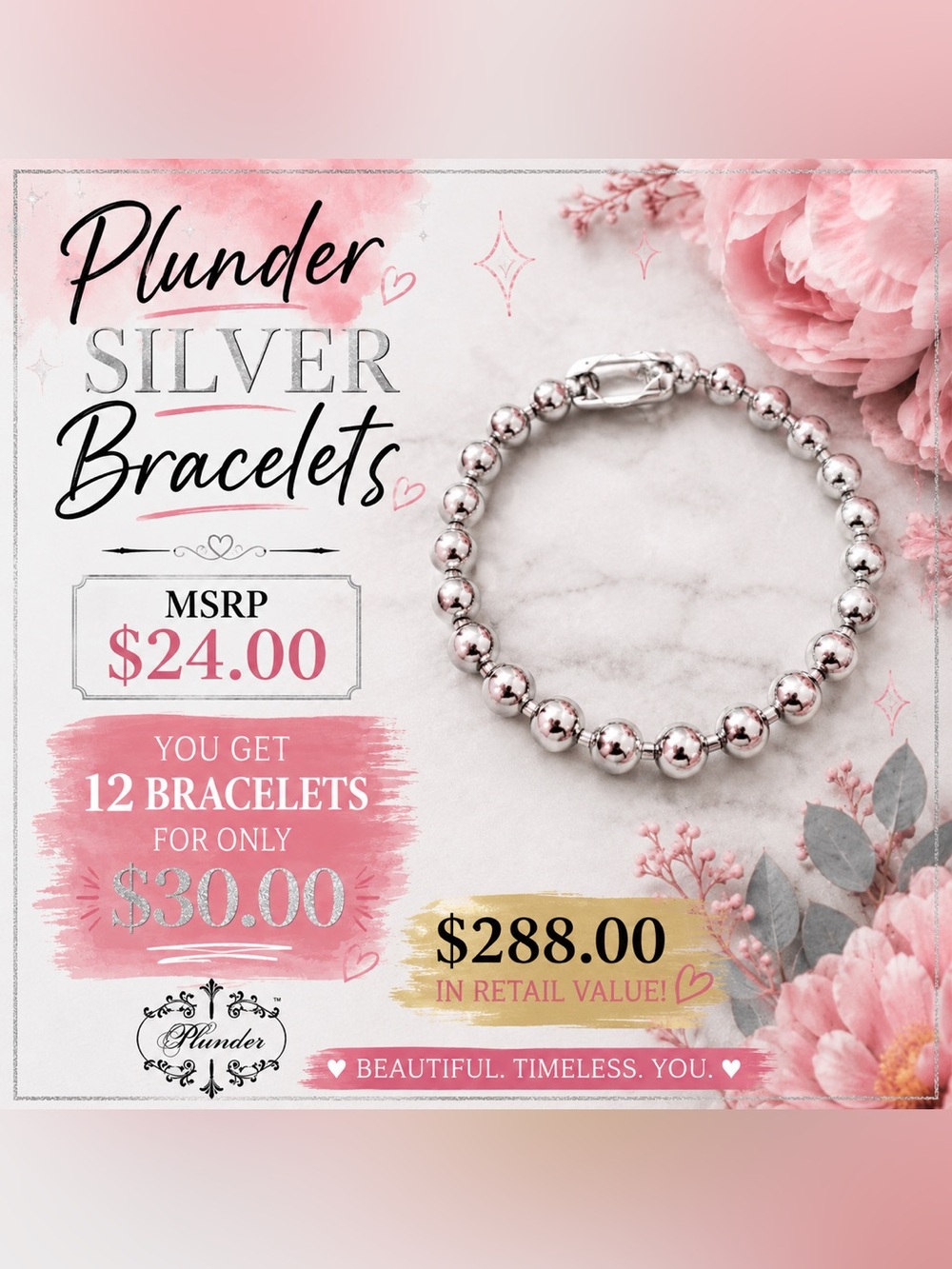 Plunder Silver Beaded Bracelet - Silver